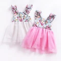 Summer Baby Girls Dresses Cotton Lace Flower Printed Dresses 1-3 T