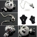Panda Sweater Crystal Chain Pendant Necklace