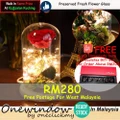 ?READY STOCK?In Malaysia 2020 Valentine's Day Enchanted Preserved Fresh Rose With Deer And LED Glass Gift Box/LED?????