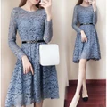 220107-18 Korean temperament Slim lace dress