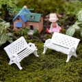 Mini White Bench Micro Landscape Chairs Terrarium Moss home Decor Miniatures