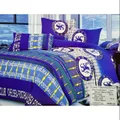 Blue Football 4pcs Queen Bed Sheet Bedding Bedsheet Cadar Blue y4