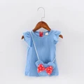?Ready Stock?Summer Baby Girl Denim Princess Party Cute Kids Bow-knot Dresses