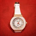 White trendy Watch with shiny stones diamond-like