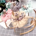 Lace flower Bear doll Crown Hairbands Gauze Hair accessories for girl