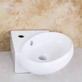 Space Saving Bathroom White Corner Ceramic Washing Basin Sink Bowl Deck Mounted