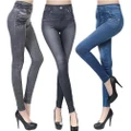 Women Autumn Jeans Leggings Skinny Slim Thin High Elastic Waist Pencil Pants