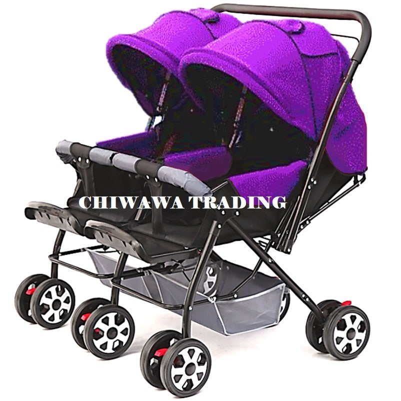 Ultralight Foldable Twin Stroller 2 Baby Double Trolley Steel Frame Kereta Tolak