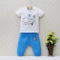 Summer Baby Boy 100% Cotton Short Sleeve T-shirt+Pants Clothing Set Kid Costumes