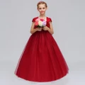 Children's long dress with Stereo roses Girls Princess Dress Maxi Dress