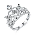 Zircon Wedding Birthstone Bride Engagement Crown Heart Ring