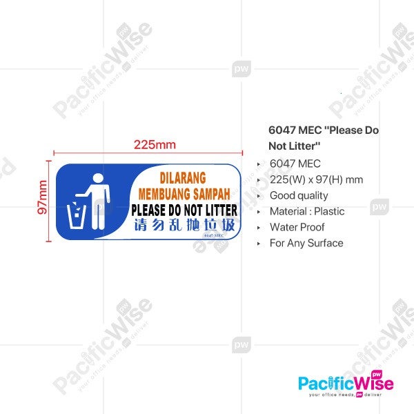 Plastic Sign Board 4X9 (Please Do Not Litter)