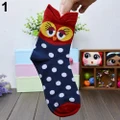 Nice+Women's Fashion Cartoon Cute Owl Wave Stripe Dots Print Elastic Soft Socks