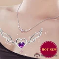 ?MT? Women Dream Angels Wings of Love Heart Chain Pendant Necklace