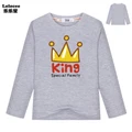 Starry Sky King Crown Letter Print Boys T Shirt Long Sleeve Fashion Tops Tees