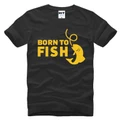 Born To Fish 03 Print Novelty Funny Cotton Men Short Sleeved T Shirt Black