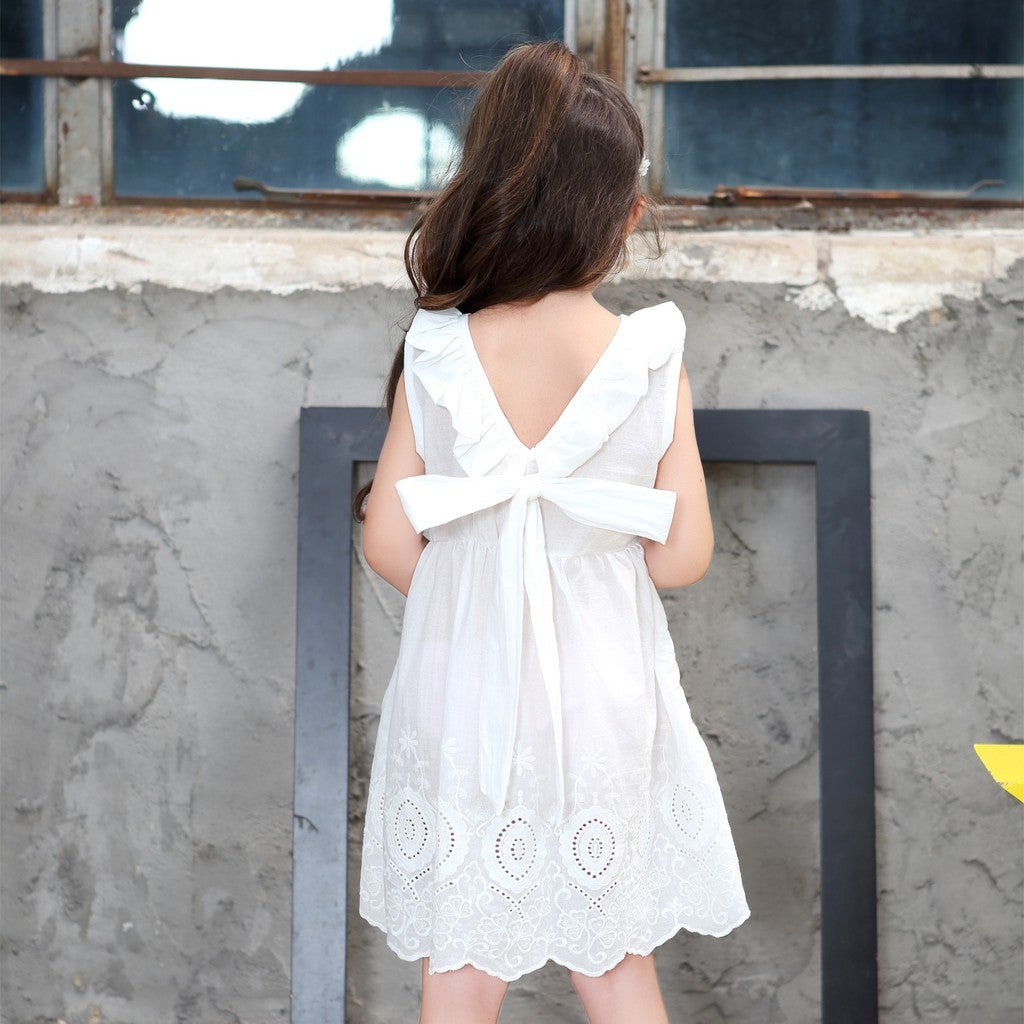 Ready Stock Princess dress girls clothing Dinner Vneck Sundress Kids Clothing