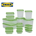 IKEA PRUTA Food container, set of 17, transparent, green