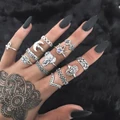 13pcs / Set Lady Suit Ring Elephant hand of Fatima moon Diamond Carving Ring