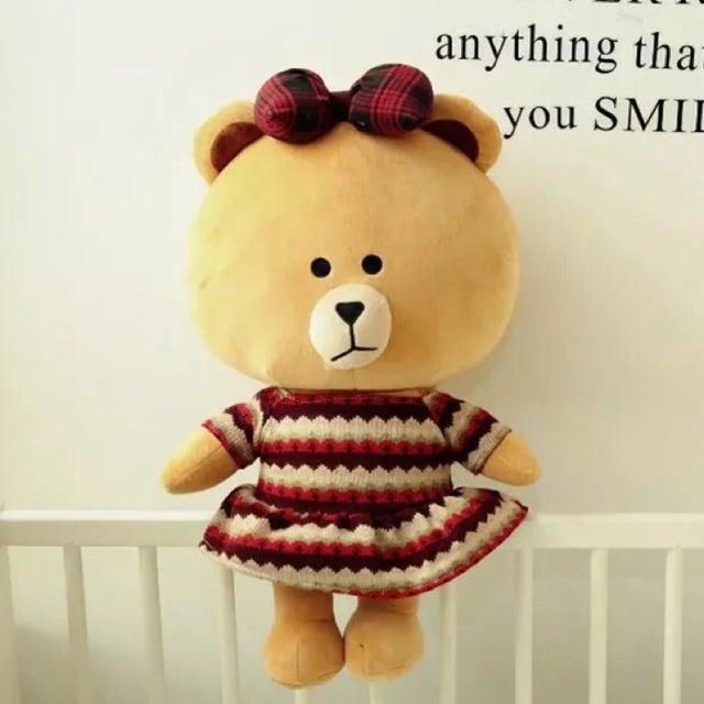 Line Bear Pillow Blanket