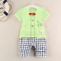 Short Sleeves Bowknot Design Baby Kids Clothing Set
