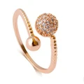 Crystal Ball Zinc Alloy Metal Rose Gold Silver Plated Adjustable Size Open Ring