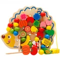 Educational Wooden Toy Toys Hedgehog String Thread Threading Fruits & Beads