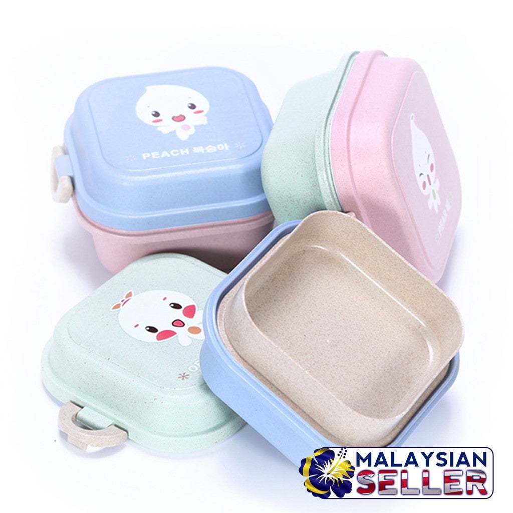 Colorful Wheat Straw Food Lunch Box Container [ SET OF 2 PCS ] [ RANDOM COLOR ]