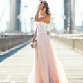 longdress sleeveless chiffon lace dress
