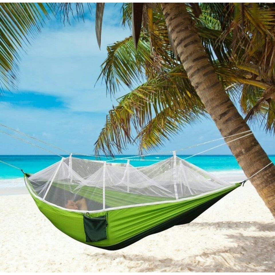 MALAYSIA READY STOCK Foldable Outdoor Hammock Hanging Bed with Mosquito Net
