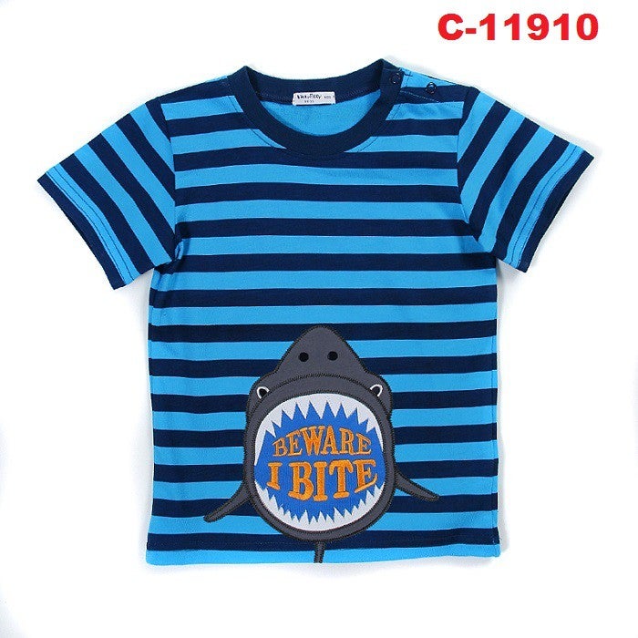 Shark Blue Stripe Boy Tshirt 11910