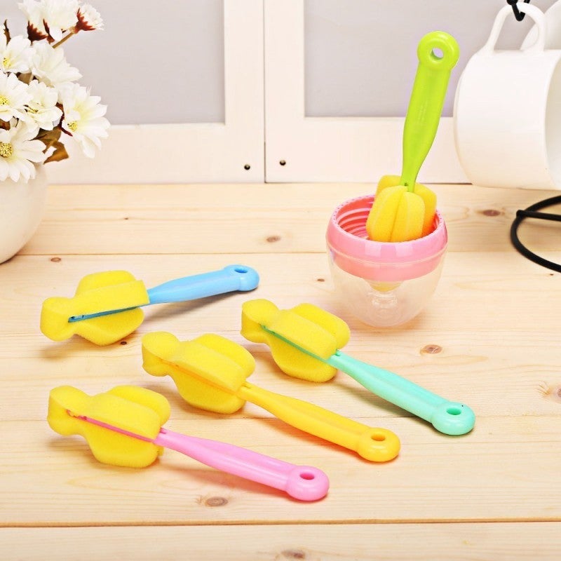 Baby Straight Handle Brush Nipple Sponge Milk Bottle Brushes