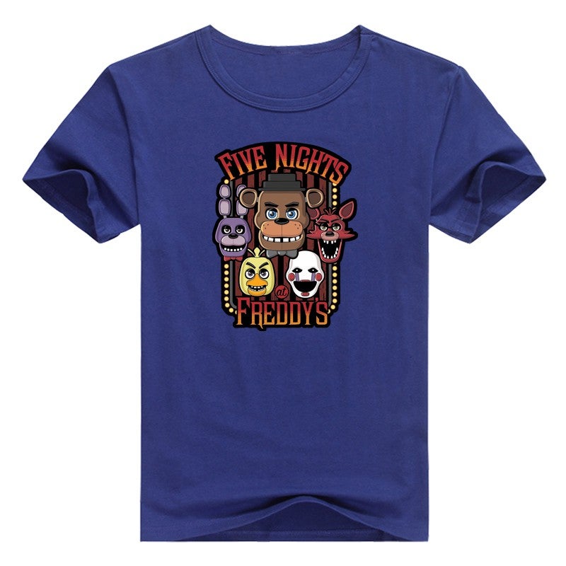 Cartoon Game Freddy Fazbear'S Pizza Men's T Shirt Hip Hop T-Shirt Men Blue