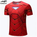 Superhero red iron man leisure sports casual wear short sleeved T-shirt man