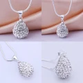 Necklace Pendant Crystal 925 Sterling Silver Water-Drop