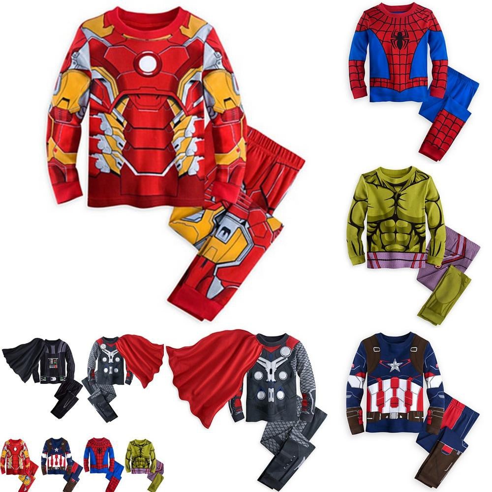 Pajamas Set Boys Spiderman Nightwear Kids Toddler Baby