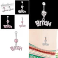Navel Ring Steel Belly Button Letters Rhinestone Crystal