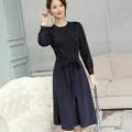Large size fashion women's spring and summer new Korean wild long-sleeved dress women�s dress
