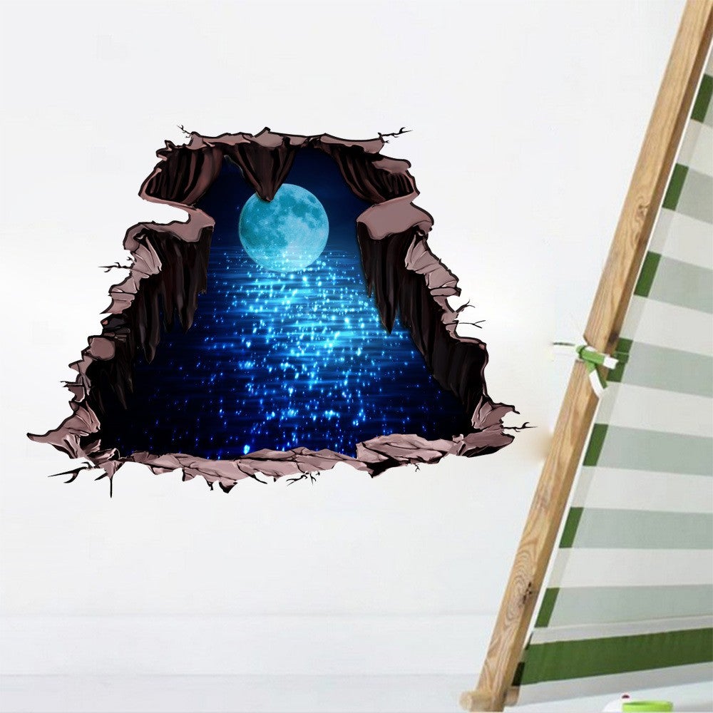 Indexp 3D Removable Sky Moon Light Floor Wall Sticker Vinyl Art Living