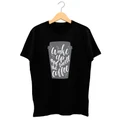 TYPOGRAPHY CASUAL COOL COFFEE GRAPHIC BLACK T-SHIRT 07