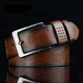 Men New Style Leather Belt Pin Buckle MBT88664-3 Brown