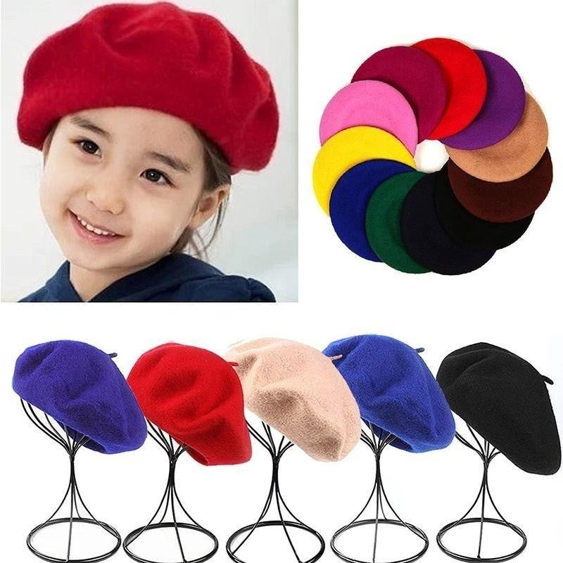 Sweet Warm Elegant Children Beret Painter Cap Fashion Girls Wool Cap