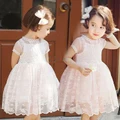 Girl's Short Sleeve Lace Dress Children Clothing Floral Lace Lolita Kids Dress