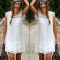 Women Celeb Lace Party Evening Summer Dress White Shorts Mini Dress Top