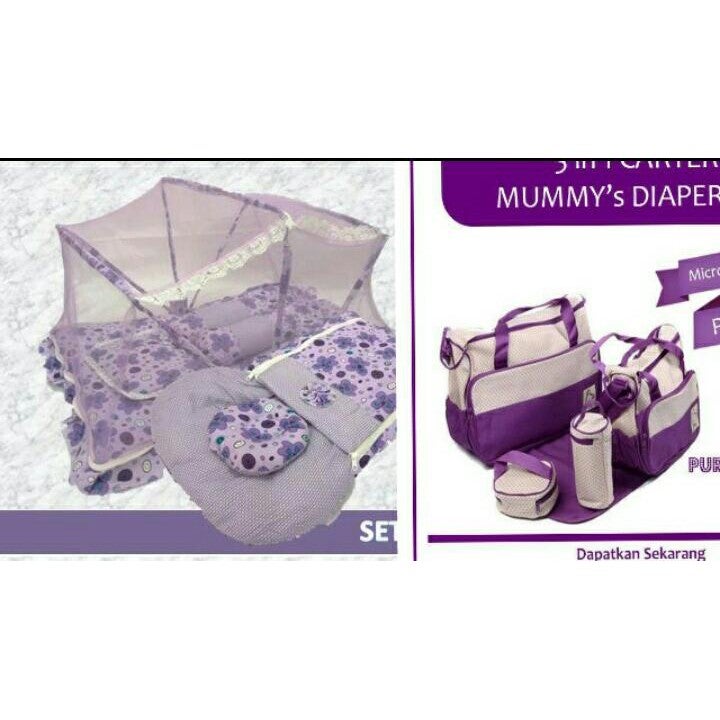 set TILAM BERKELAMBU+TILAM BEDUNG+MUMMY BAG 5 IN 1