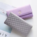New Tri-Fold Multi Card Clip Wallet Litchi Pattern Embossed Casual Long purse