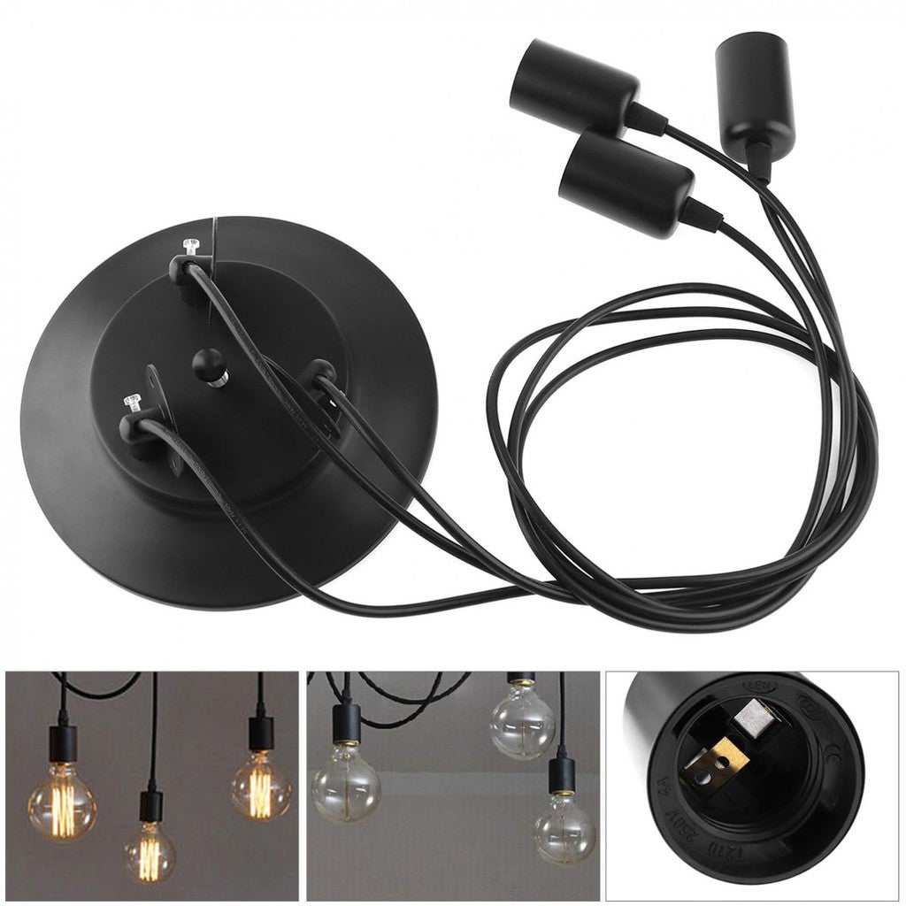 3 Heads Vintage Industrial Ceiling Lamp Edison Light