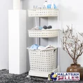 3 Layer Laundry & Toiletry Rack Shelf - Movable Rack Shelf with Basket & Wheels