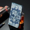 Xiaomi Redmi 4A Case PU Leather Wallet Stand Flip Cover Smoke Skull