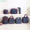 Portable Tote Heat Insulated Lunch Storage Cooler Food Box Denim Thermal Bag